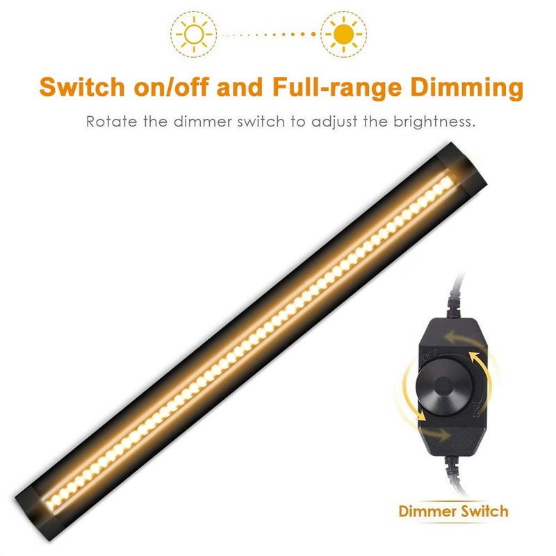 inShareplus LED Under Cabinet Lighting, 13 inch Dimmable, Warm White 3500K, CRI90+, 450Lumens, DC 12V Ultra Thin Under Counter Kitchen Lighting for Kitchen, Shelf, Cupboard, Black, 3 Pack - Image 3